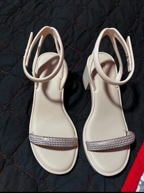 Melissa Blush Pink Rhinestone Strap Ankle Sandals